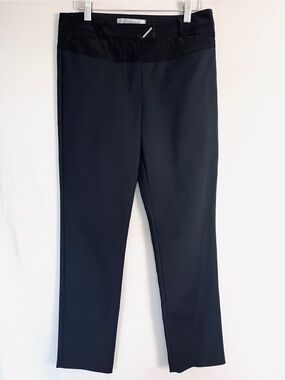 Sportmax by Max Mara Black Cigarette Leg Pants Silk Detail Stretch Cropped 4